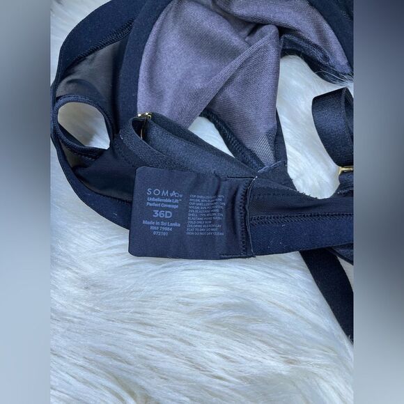 Soma unbelievable lift perfect coverage unlined Sheer Black Underwire Bra Sz36D - Picture 4 of 4